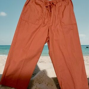 L.L. Bean Rust Orange Wide-Leg Crop Pants